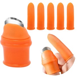 Qinsky Thumb Silikon Daumenmesser,Garten Silikon Finger Messe Daumenmesser mit Anti-Cut Fingerabdeckung Daumenmesser Obstpflücker Erntewerkzeug für Garten GemüSe Obst Ernte(Weiblich)