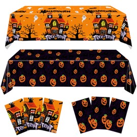 Fitoyplak Halloween Decorations,2 Pack Halloween Tablecloth (54" x 108"),Halloween Party Decorations,Disposable Plastic Rectangular Tablecloth,for Party Dining Table Decor Supplies,Indoor or Outdoor
