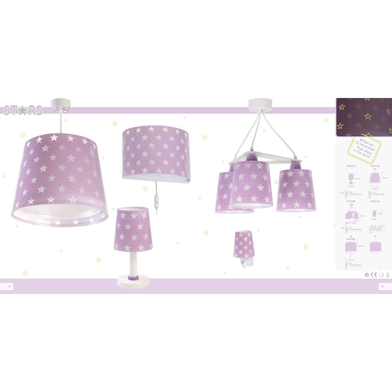 Dalber 81211L E14 Children's Table Lamp Bedside Lamp Star Mallow,