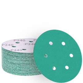 ALPXUXP Sandpaper 150 mm Velcro 240 Grit 6-Hole Sanding Discs Professional for Round Orbital Sanders (Pack of 50)