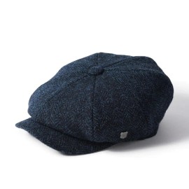 Failsworth Millinery Carloway Harris Tweed Baker Boy Cap - 3302 - Navy, 59cm