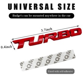 KVAEY Turbo Car Emblem, Zinc Alloy 3D Metal Car Side Fender Rear Trunk Badge Stickers, Universal Decoration Emblem Decal for Cars Truck SUV, Exterior Decor Car Accessories (Red)