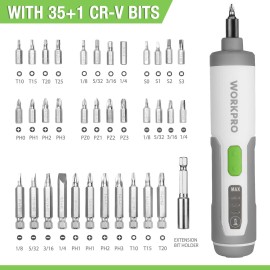 WORKPRO Rechargeable 4V Electric Screwdriver w/35 Bits Cordless Screwdriver Sets