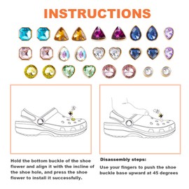 GWAWG Shoe Decoration Charms Bling Crystal Diamond Shoes for Women Beads Jewellery Bracelet Accessories Party Favours Mother's Day Gift Teenager Girls Birthday Gifts, Metal