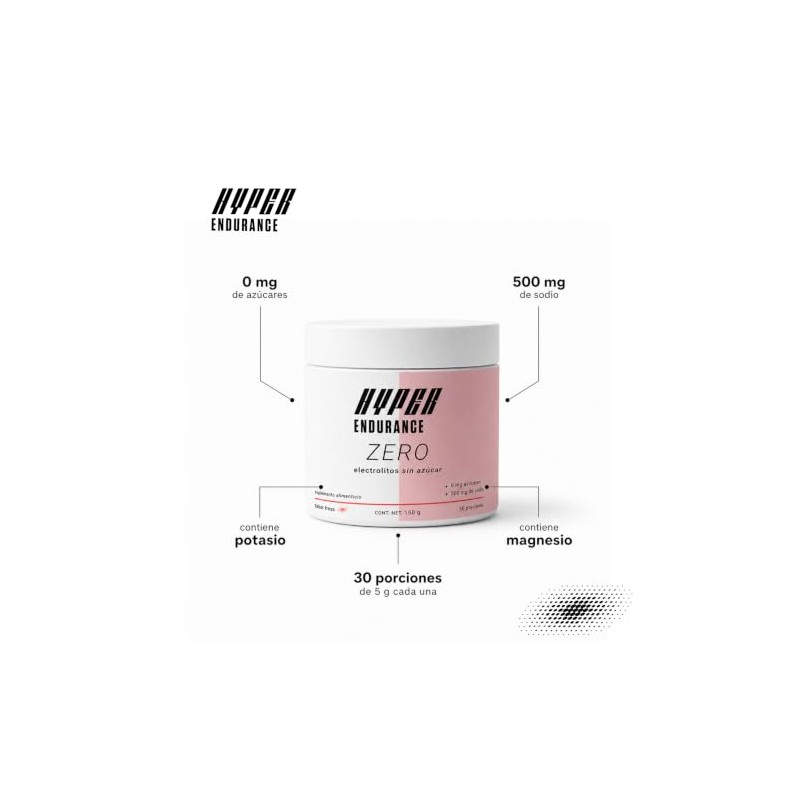 Electrolitos sin Azcar Hyper Endurance Zero, 30 porciones, 500 mg