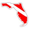 Florida State Shaped Scuba Diver Scuba Diving Dive Down Flag