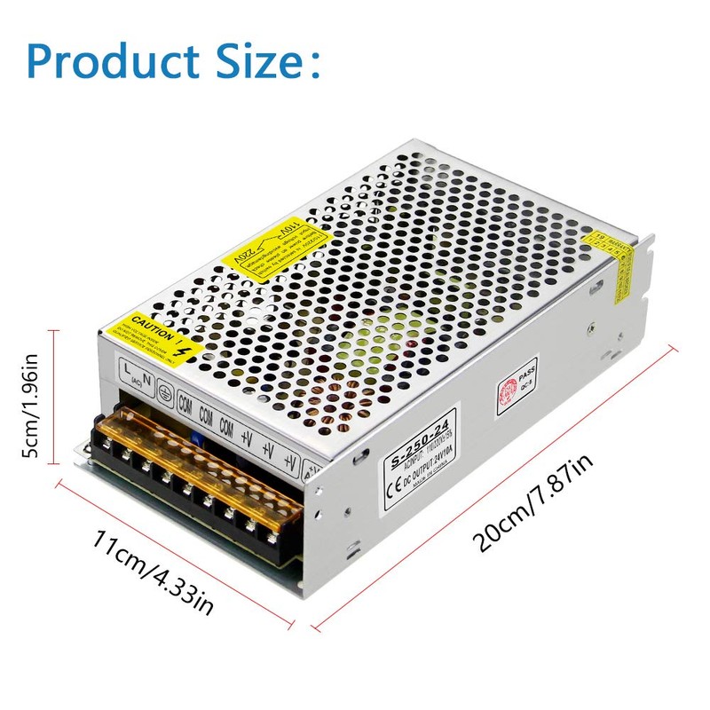 SHNITPWR 24V Power Supply 10A 240W AC DC Adapter, DC