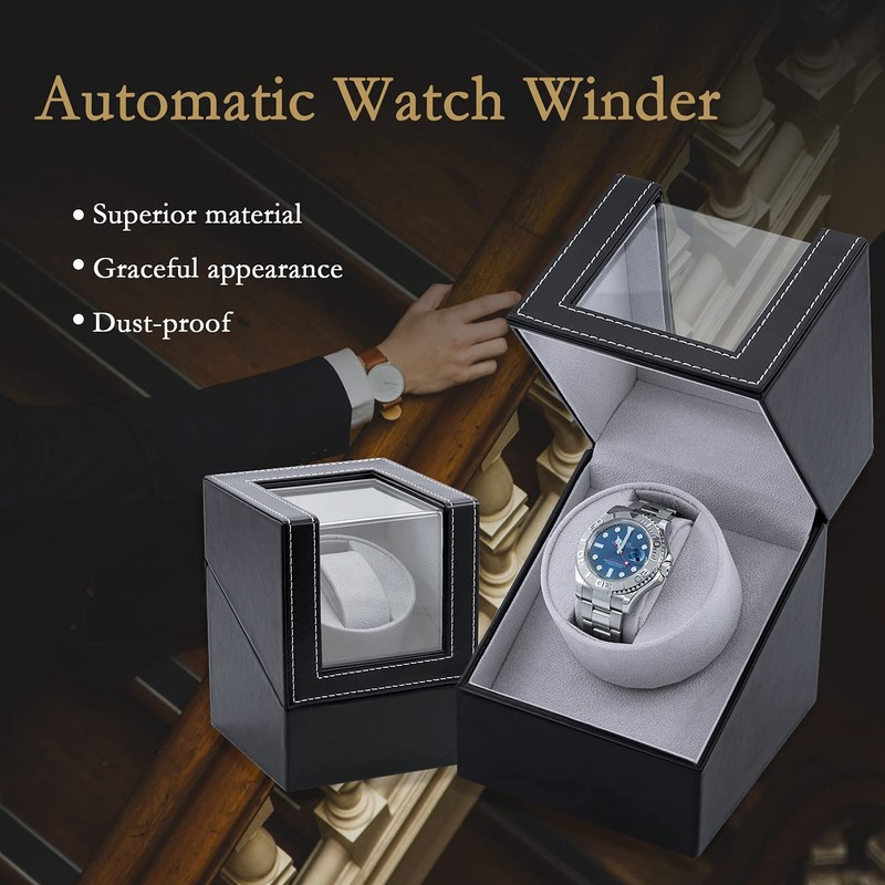 Mcbazel Automatic Watch Winder Box PU Quad Single Automatic Watch