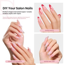 beetles Gel Polish Beetles Tipex Instant Apex Nail Tips, 512Pcs Medium Oval Almond Pre-building Pre-Sculpted Pre-etched Acrylic Nail Tips Full Cover Press-on False Nail Extension