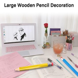 DYOUen 2PCS Wooden Jumbo Pencils Giant Pencil Oversized Funny Toy with Cap & Eraser 13 Inch for Kids School Home Office Party Favors