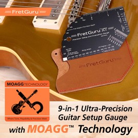 FretGuru XT Guitar String Action Gauge – Pro Fret Rocker, Bridge & Pickup Spacing Ruler, Advanced Ultra-Precision, MOAGG™ Technology – Guitar Setup Tool for Luthiers with Fret Height/Fret Wear Checker