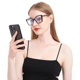 JFXQDR Women's Oversized Blue Light Blocking Reading Glasses, Cat Eye Computer Gaming Readers Eyeglasses Anti UV & Glare (Coco Tortoise Cateye Frame, 1.0)