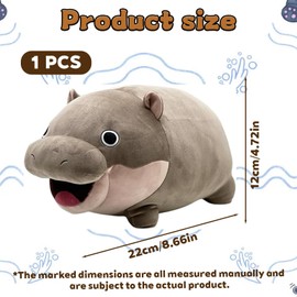 GegXcn Children's Soft Cuddly Plush Toy Animal, 12x22cm Hippo Plush Toys, Soft Hippo Stuffed Animal Pillow, for Kid Girl Boy, Serving as a Hugging Pillow, or Office Relaxation Companion