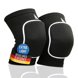 LAUTER SCHUTZ® Premium knee pads made of breathable fabric with kneecap pads for volleyball, handball, dancing, mountain biking & more (Ultralight, Black, M)