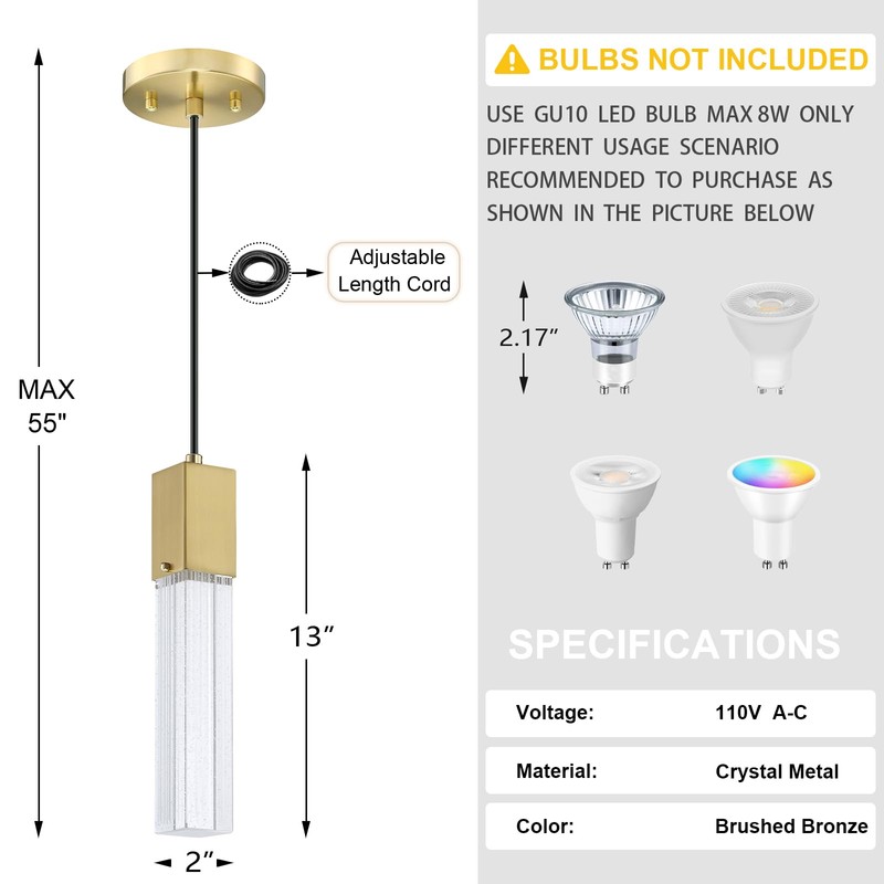 Doraimy Lighting Seeded Crystal Shiny Hanging Kitchen Island Pendant Ceiling