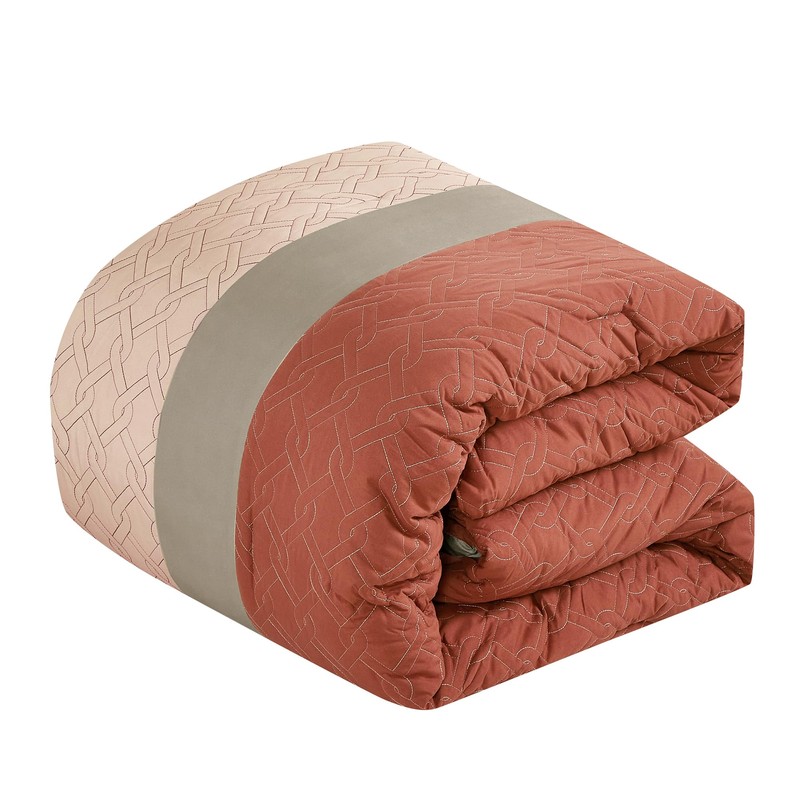 ESCA Orange Comforter Set - 6-Piece Terracotta Bedding Set Queen