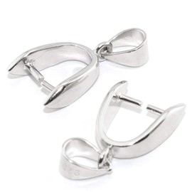 Heyous 2pcs 925 Sterling Silver Pendant Accessories Jade Pendant Buckle Pinch Clasp for Necklace DIY Jewelry Craft Making 14mm