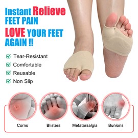 Metatarsal Pads for Women Men, 2 PCS Ball of Foot Cushion Pads, Breathable Soft Mortons Neuroma Pads, Metatarsal Support, Foot Cushions Relieve Metatarsalgia, Mortons Neuroma, Forefoot Pain