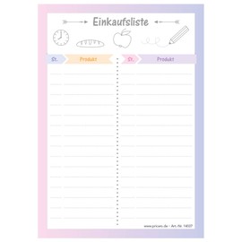 PRICARO Shopping List "Allerlei" Pink A6 Pack of 5