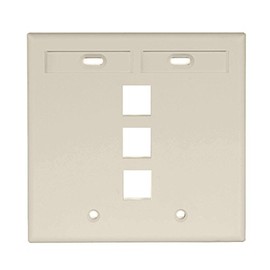 Leviton 42080-3IP 3-Port Dual Gang QuickPort Wallplate with ID Windows, Ivory