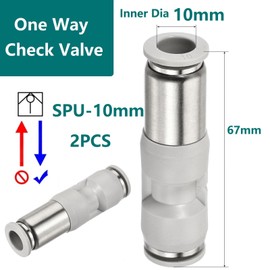 MiJunHD 2PCS Pneumatic Check Valve, 10mm Inner Dia. Non Return Check Valve, Straight One Way Valve Push to Connect Quick Connector for Vacuum Air Compressor Pump