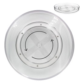 Case of 12 – Lazy Susan Turntable Organizer – FlexStor EDU – 11.5" Clear Heavy-Duty Plastic – Institutional Use for School Cafeterias, Labs, & Teacher Supply Rooms