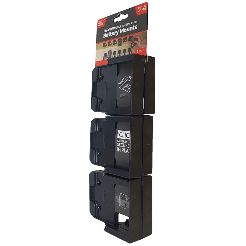 StealthMounts Battery Holder Compatible with Ridgid 18V (6 Pack) -