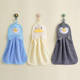 Cute Character Soft Hand Towel for Dishwashing Absorbent Blue Penguin 5ea