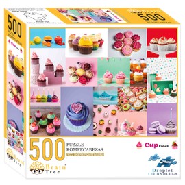 Brain Tree - Birthday Cupcakes 500 Pieces Adult Jigsaw Puzzle: With Droplet Technology for Anti Glare & Soft Touch