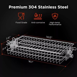 TURBRO Flat Rotisserie Basket, Compatible with 1/2” or 3/8" Hexagon
