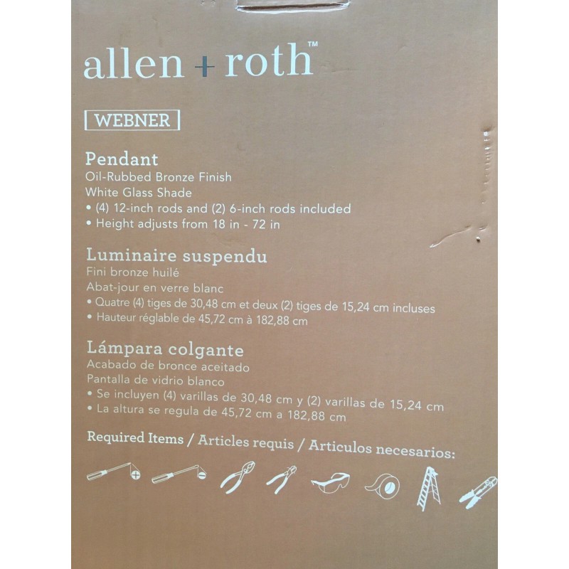 Allen + Roth Oil-Rubbed Bronze/White Glass Globe Pendant WEBNER allen+roth