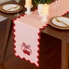 Breling Pink Bow Cherry Table Runner 70 Inches Coquette Scalloped