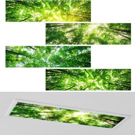 Wowangce 4 Pcs 1 x 4 Feet Fluorescent Light Covers for Ceiling Lights Magnetic Ceiling Light Cover with 8 Magnets Fluorescent Light Filters for School Classroom Home Drop Lamp Decor (Forest)