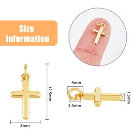 SUPERFINDINGS 16 Pieces Brass Cross Pendants, 18K Gold Plated, Cross Pendant with Cross Pattern, Pendants with Jump Rings for Necklaces, Earrings, Bracelets, Jewellery Making, Hole: 3.5mm