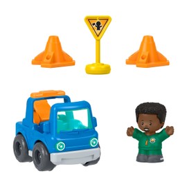 Fisher-Price Little People - Soccorso stradale, set per il gioco immaginativo con personaggio, carro attrezzi a spinta e 3 segnali stradali inclusi, 1+ anni, JMT87