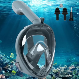 Snorkel Mask Adult Diving Mask, 180° Field of View, Foldable Professional Full Mask, Diving Mask, Adjustable, Removable Snorkel Mask, Waterproof with Camera Position for Men and Women