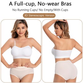 Bysion Women's Bandeau Bra Strapless Bra Wireless Invisible Bralette with Removable Padded and Convertible Straps Underwears Support Tube Top for Everyday Wedding Sleeping Sports