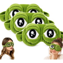 3D Frog Sleep Mask, Soft Contoured Sleeping Mask, Funny Frog Eye Mask for Sleeping for Home, Office, Travel (3 Pcs) Manejo conveniente