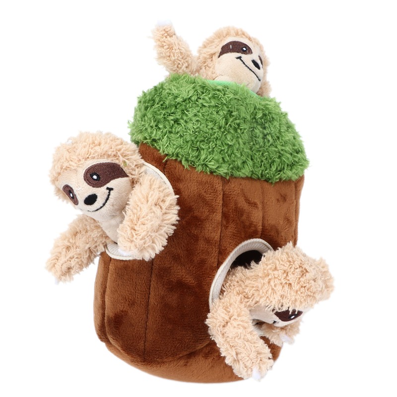 Sloth Trunk Holes Toys for Dog Squeaky Plush Toys Hide