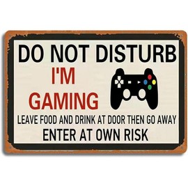 2024 New Vintage Gaming Do Not Disturb Metal Tin Sign, Gamer Room Decorative Wall Art, Rustic Novelty Game Controller Plaque, Gaming Decor Sign for Bedroom Door, Man Cave Essential, 12x8 inches - Color: C-224