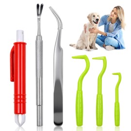 Tick Remover Set, Tick Tweezers for Dogs, Cats, Tick Remover Set with Tick Tweezers, Tick Hooks, Tick Tweezers for Dogs, Cats, Horses, Tick Protection, Dog for Home, Veterinarian and On the Go