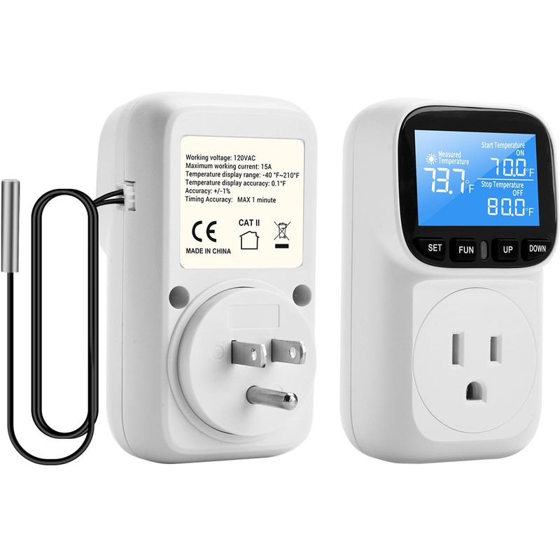 Diymore 1800W Plug in Digital Thermostat Temperature Controller Electric Thermostat