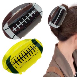 2 Pack Football Hair Clip for Girls Rugby Football Hair Accessories for Women Football Claw Clip Sports Cute Non-Slip Sports Hair Barrettes