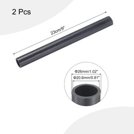 sourcing map 1 Inch PVC Rigid Tube Round Pipe Tubing Hardware Tubing 20.6mm ID 26mm OD 9" Length Dark Grey High Impact for Water Pipe, Crafts, Cable Sleeve 2pcs