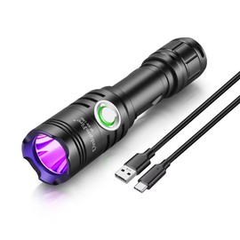 UniqueFire 1702 395nm UV Flashlight, High Power USB Rechargeable UV Resin Light, 2 Mode Mini LED Handheld Uv Flashlights Powerful Detector for Pet Urine, Fluorescence etc. (uv395nm_1702)