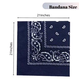 Lizzy Paisley Multifunctional Bandana's Headwear Neckwear Neckerchief Cycling Cowboy Scarf Head Neck Gaiter - Mens Womens Multipack Assorted Men Hair Pirate Bandana (Navy Blue)