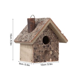 Multipurpose Bird House Moisture Proof Hanging Type Natural Wooden Birdhouse Rustic Wood Barn Design DIY Craft Supplies for Bluebirds Finchs Chickadees Swallows Woodpeckers 5.9 x 3.9 x 3.5in
