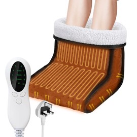 Electric Foot Warmer, Cold Feet Warmers, Cosy Heated Foot Warmer with Removable Lining, 10 Temperature Settings and 3 Timer Settings, Heated Foot Warmers for Women Men Winter Home Office, Black