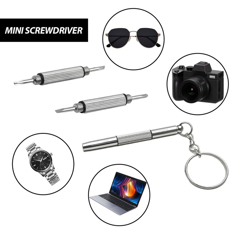 4 Piece Mini Eyeglass Screwdriver with 1 Piece Storage Box,