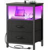 Huuger Night Stand with Charger Station and LED Lights, 2